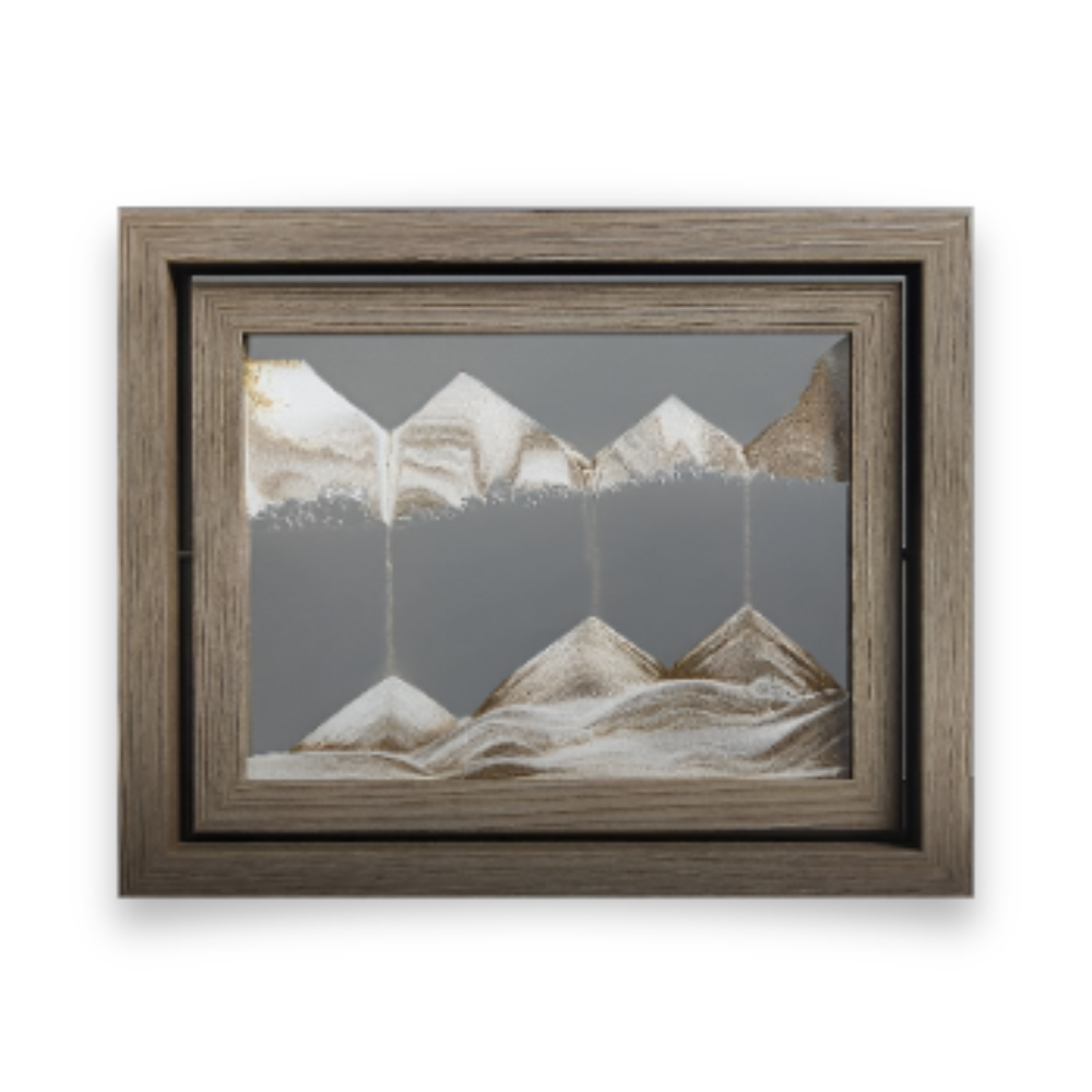 Effet apaisant garanti avec ce tableau de sable cinétique, design zen pour bureau ou salon.