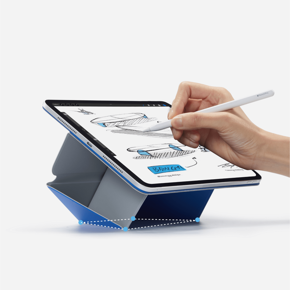 Étui folio noir mat pour iPad, coque de protection fine, parfaite pour les voyages.