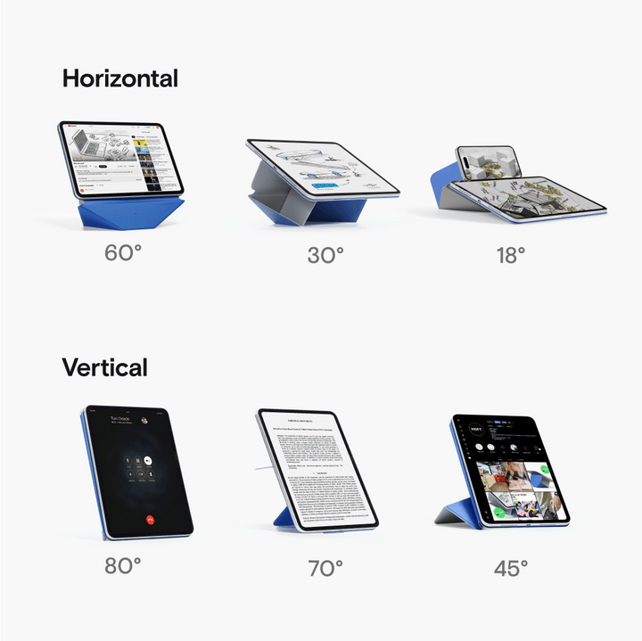 Protection tablette iPad, housse folio dynamique violet lavande, support pour détente.