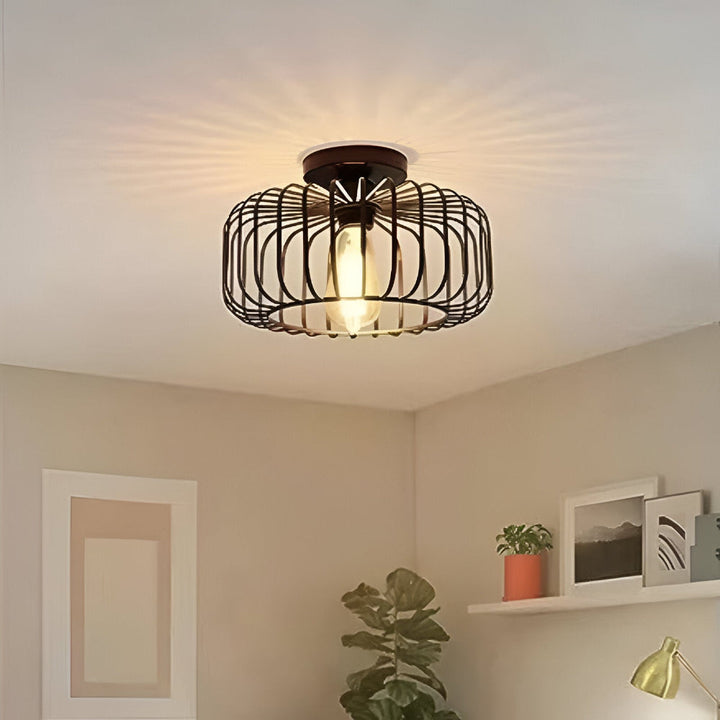 Lampe de plafond industrielle noire, éclairage design moderne. Idéale pour salon, chambre, salle à manger.