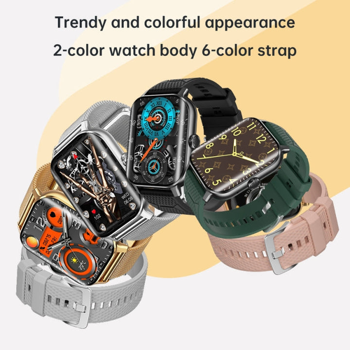 Smartwatch unisexe noire. Mesure la glycémie, l'ECG, la FC et la tension artérielle. Écran incurvé.