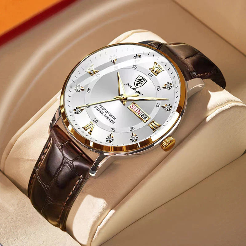 Montre homme étanche en acier inoxydable, avec cadran lumineux pour visibilité. Style classique durable.