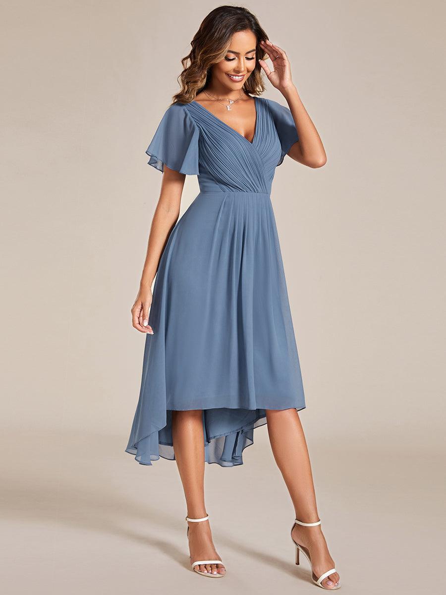 Chic robe fluide longue col V, pour invitée mariage femme.