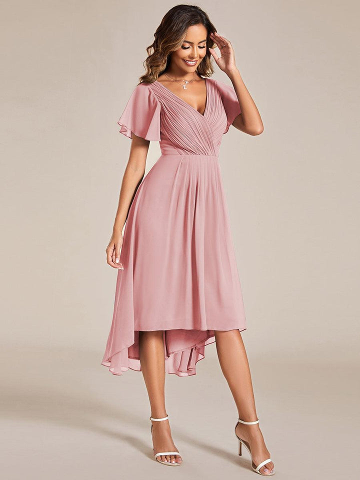 Robe de cérémonie chic femme, col V, longue fluide.