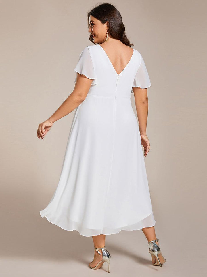 Robe longue fluide élégante, col V, pour invitée mariage, nouvelle collection.
