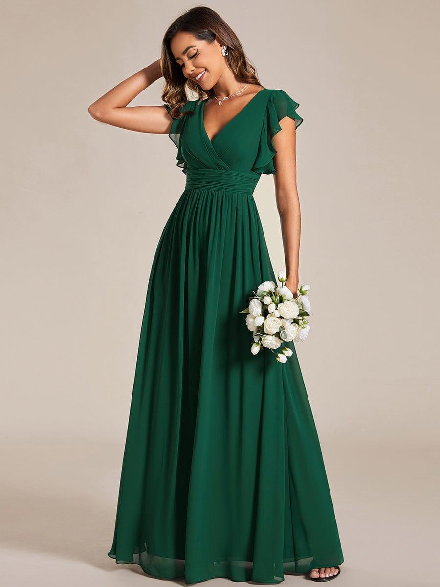 Robe de demoiselle d'honneur, élégante et confortable, col en V et dos ouvert. Parfaite pour l'été.