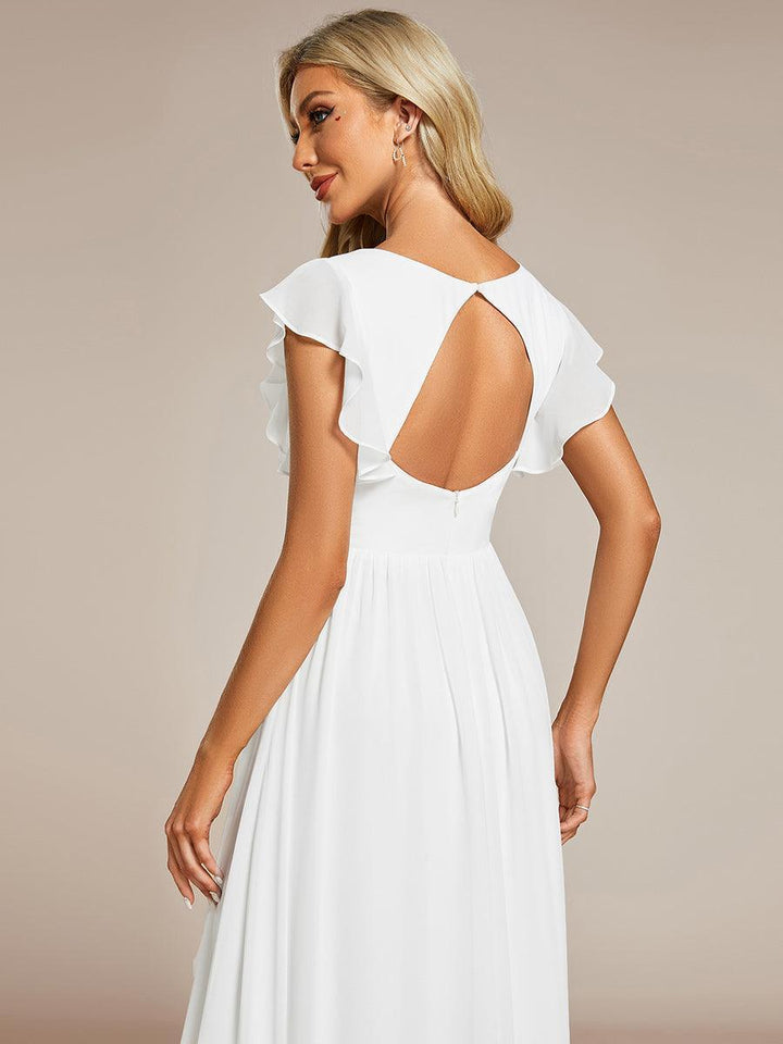 Robe longue, fluide, dos ouvert, pour femme. Élégante pour une demoiselle d'honneur de printemps.