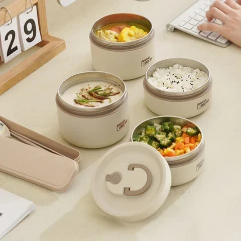 Boîte à lunch isotherme en acier inoxydable, anti-fuite, idéale pour bureau, école ou pique-nique.