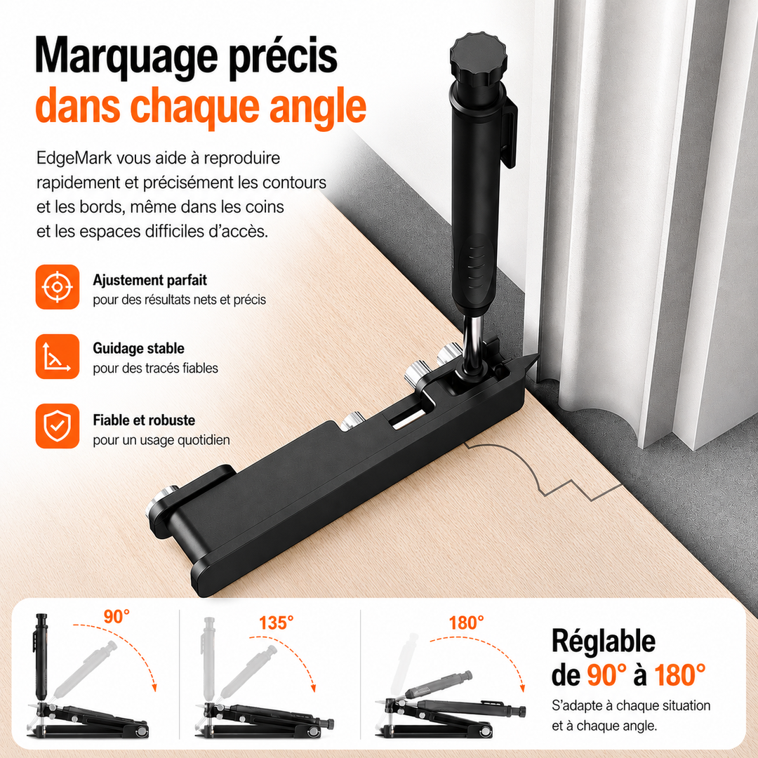 EdgeMark: Outil de mesure et traçage de précision en aluminium, idéal pour projets de finition et bricolage.