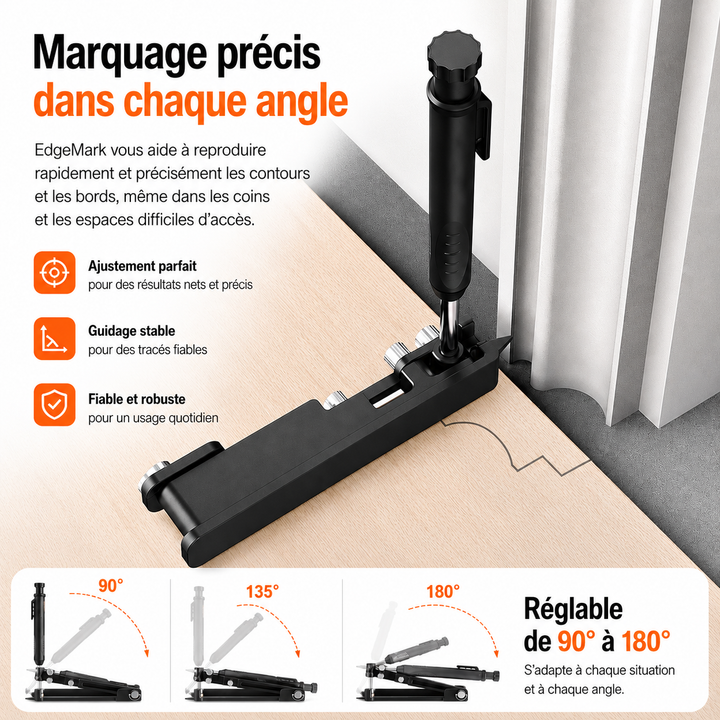 EdgeMark: Outil de mesure et traçage de précision en aluminium, idéal pour projets de finition et bricolage.