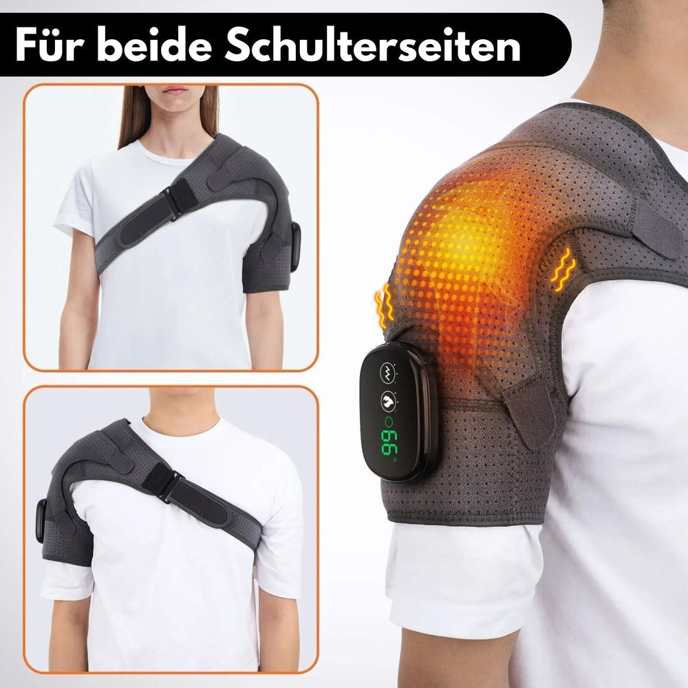 Masseur d'épaules avec thérapie chaleur et vibrations pour un soulagement ciblé. Portable et favorise la récupération.