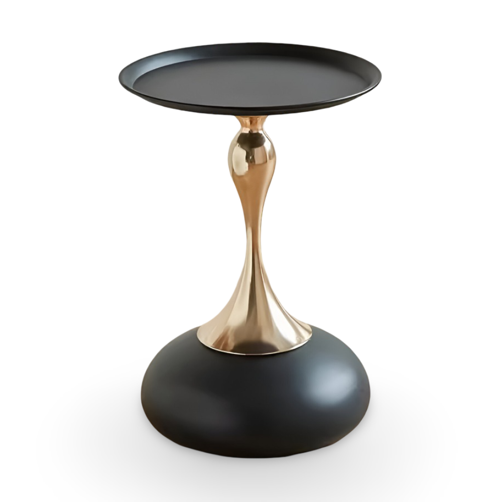 Design moderne: Table d'appoint ronde en métal doré, élégante et polyvalente pour tout intérieur.