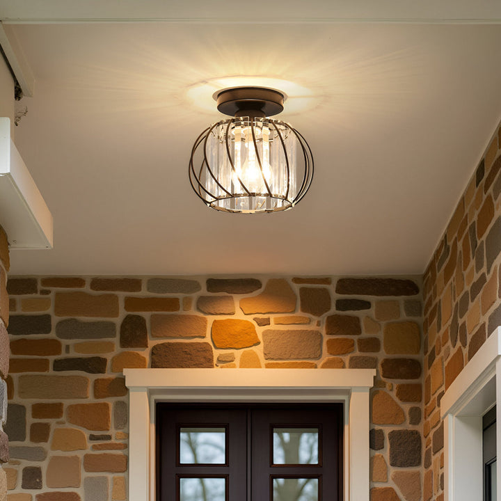Luminaire de plafond rond en verre, style scandinave, éclairage LED doux.