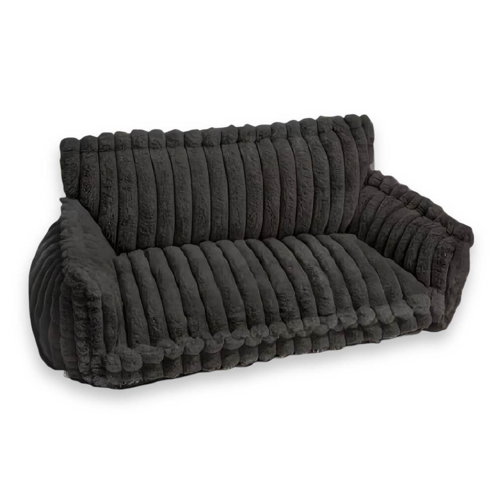 Coussin orthopédique rayé pour canapé chien, offrant un confort longue durée et un bon sommeil.