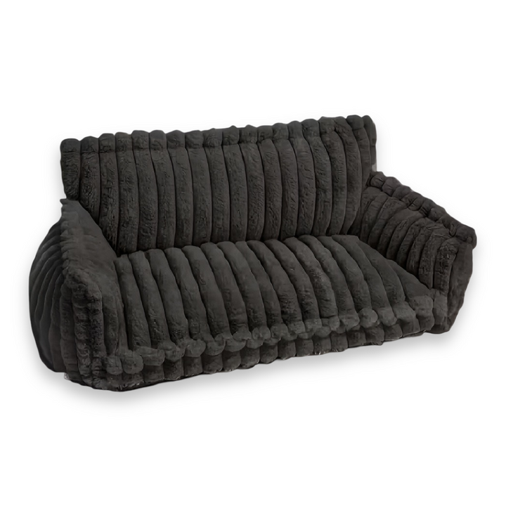 Coussin orthopédique rayé pour canapé chien, offrant un confort longue durée et un bon sommeil.