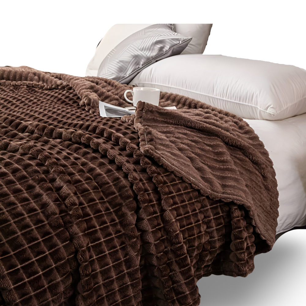 Plaid polaire à carreaux, doux et chaud, idéal comme jeté de lit ou couverture d'appoint.