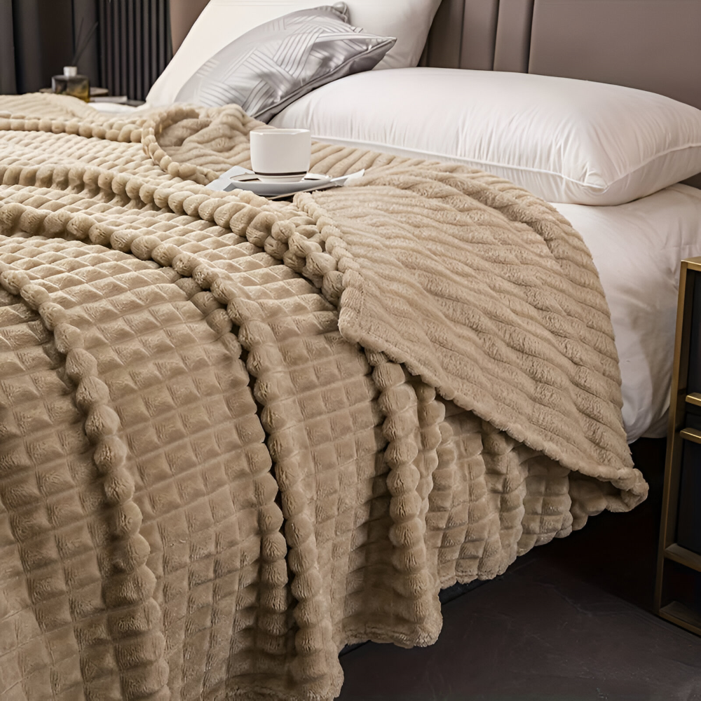 Grand plaid à carreaux élégant, doux et chaud, idéal pour la décoration de votre salon.