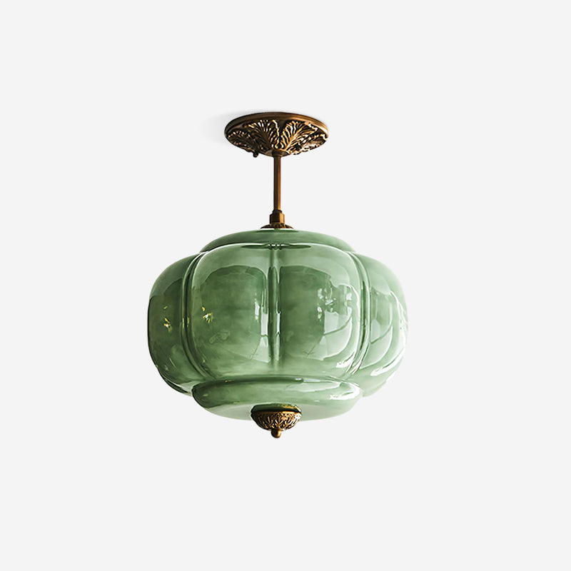 Lampe de plafond en verre, moderne et arrondie, éclairage semi-encastré pour un intérieur stylé.
