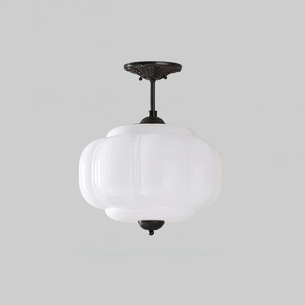 Plafonnier en verre semi-encastré, design contemporain, diffuse une lumière agréable et uniforme.