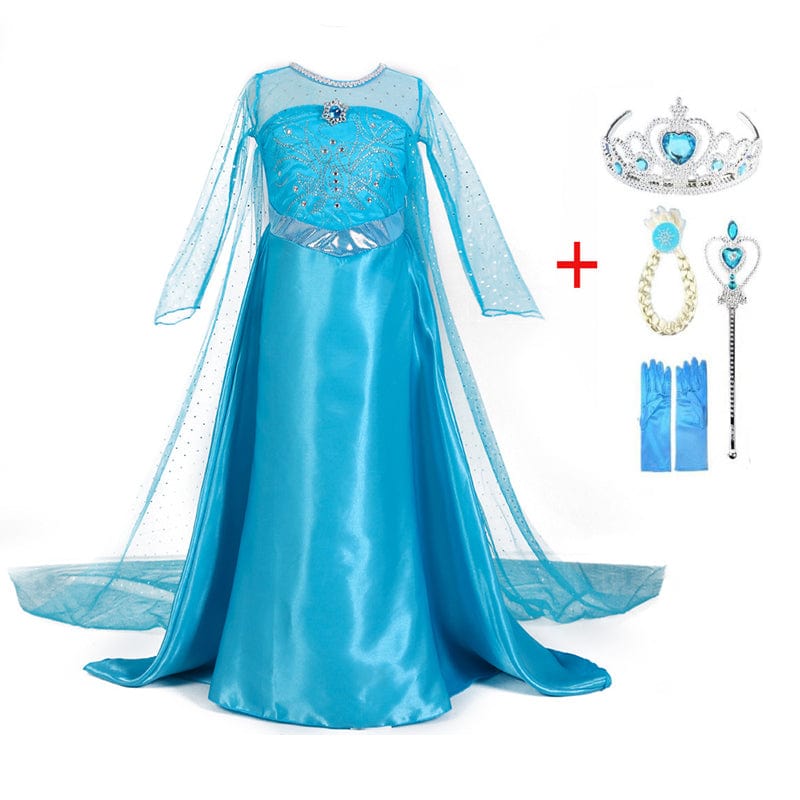 Robe déguisement Princesse Elsa scintillante pour fille, parfaite pour fêtes, anniversaire et cosplay Reine des Neiges.