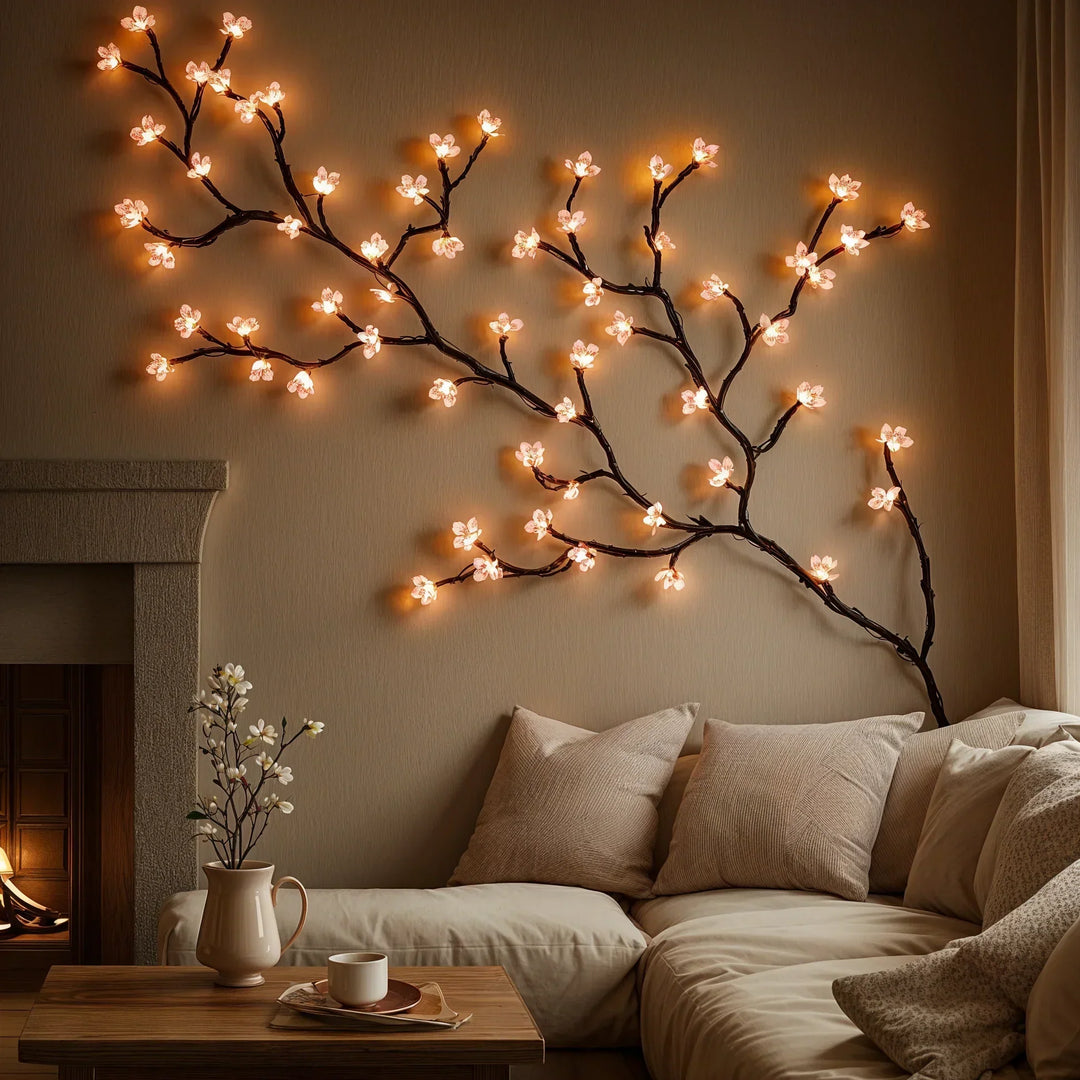 Guirlande LED rose, fleurs de cerisier lumineuses. Idéal déco intérieure, ambiance magique et romantique.