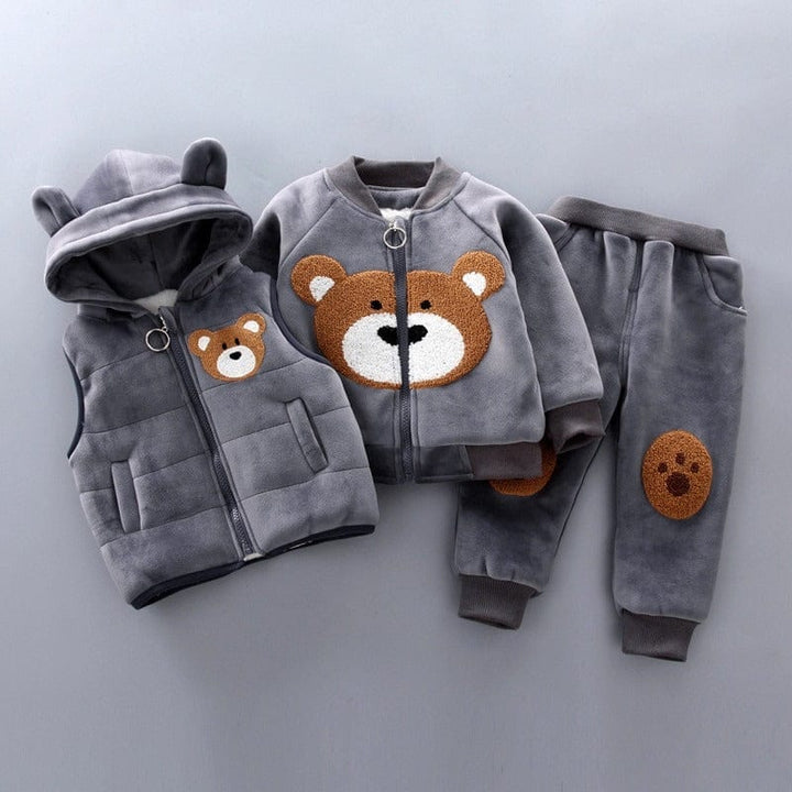 Vêtement bébé 3 pièces en coton doux, thème cosmonaute pour l'hiver.
