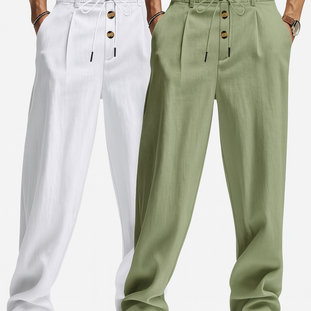 Texture respirante du lin naturel pour pantalon homme décontracté, confort et légèreté d'été.