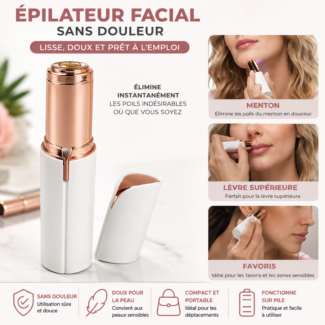 Mini épilateur facial pour femme, enlève les poils en douceur et instantanément.