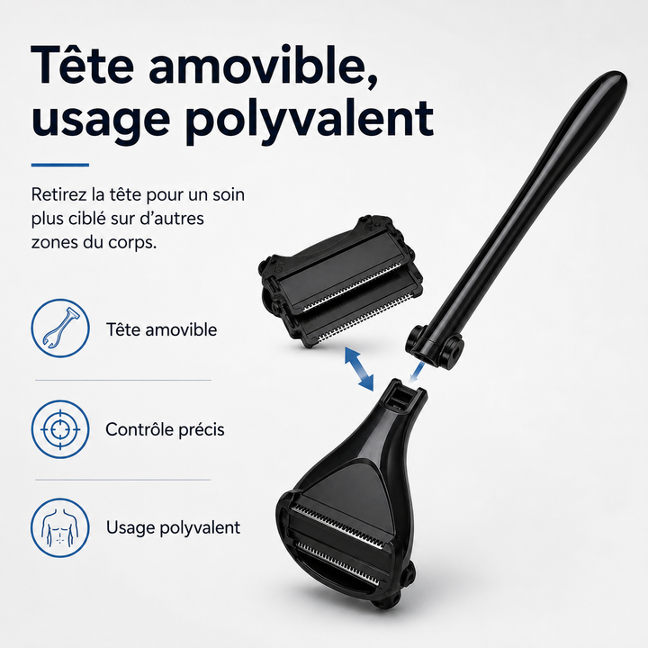 Rasoir dos homme Flex Blade avec lames remplaçables pour une hygiène impeccable et un rasage parfait.