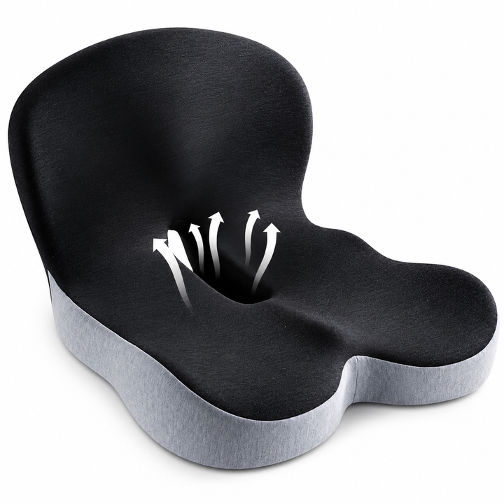 Mousse à mémoire respirante pour assise confortable, usage quotidien.