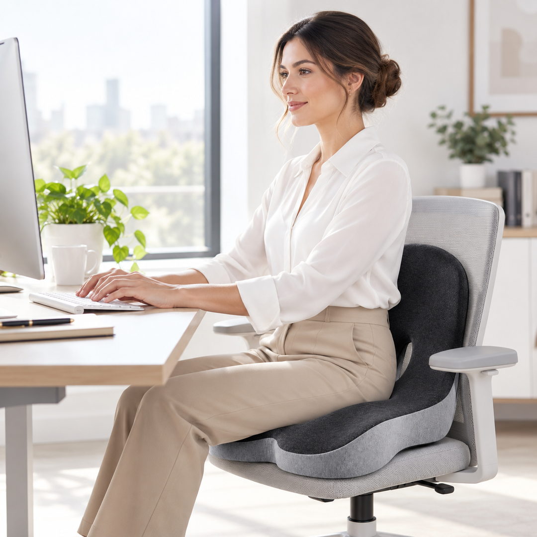 Conçu pour le bien-être, ce coussin ergonomique soulage la pression.