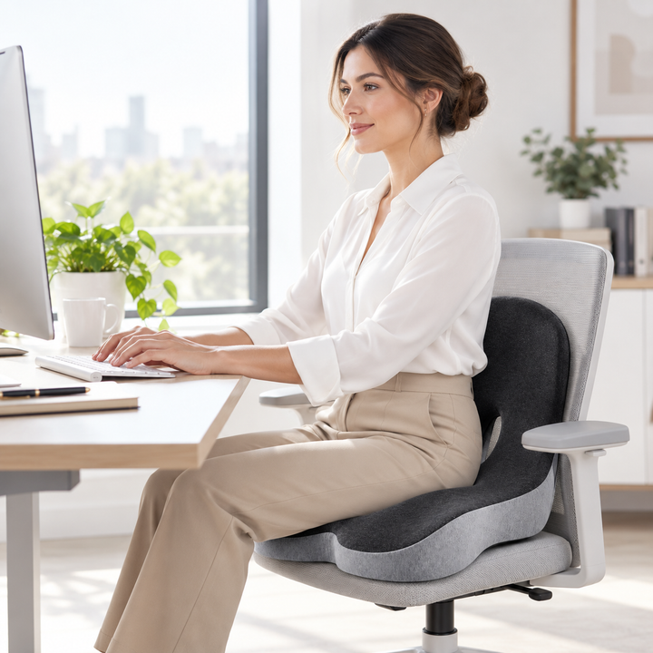 Conçu pour le bien-être, ce coussin ergonomique soulage la pression.
