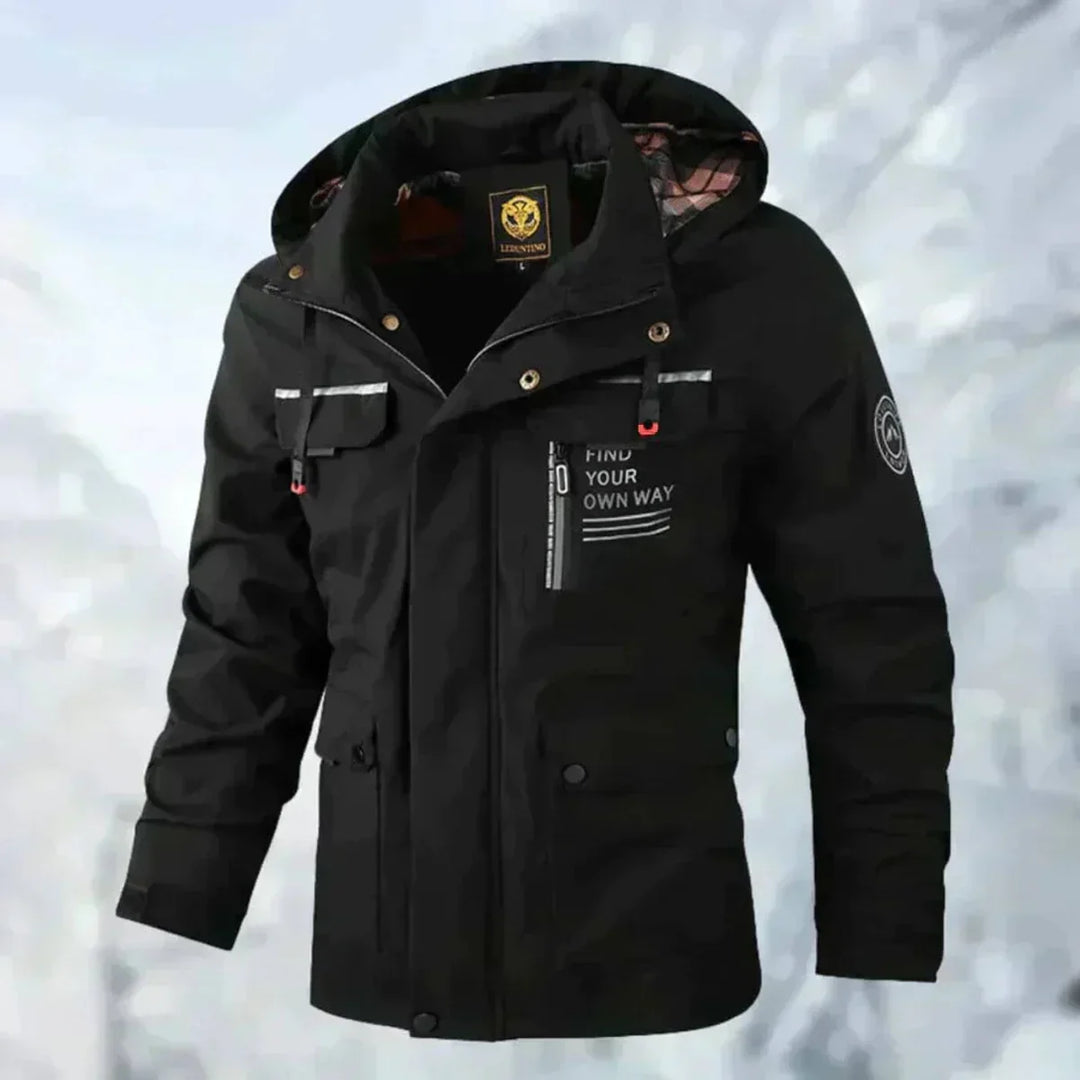 Blouson homme décontracté, résistant à l'eau et au vent, parfait pour les activités extérieures en automne/hiver.