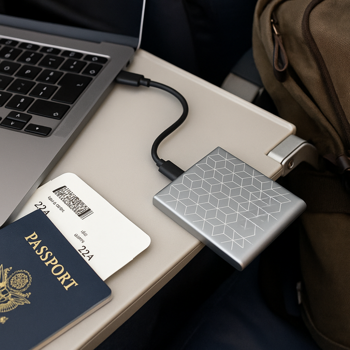 SSD externe portable ultra-rapide pour données, USB 3.1 Type-C, compact et fiable.