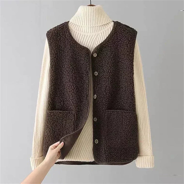 Gilet femme sans manches pour automne/hiver, un vêtement chaud, léger et décontracté. Confort assuré.