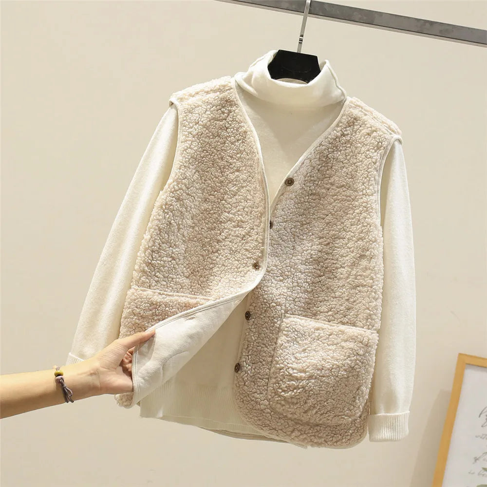 Gilet femme sans manches chaud et léger, style décontracté chic. Idéal superposition automne/hiver.