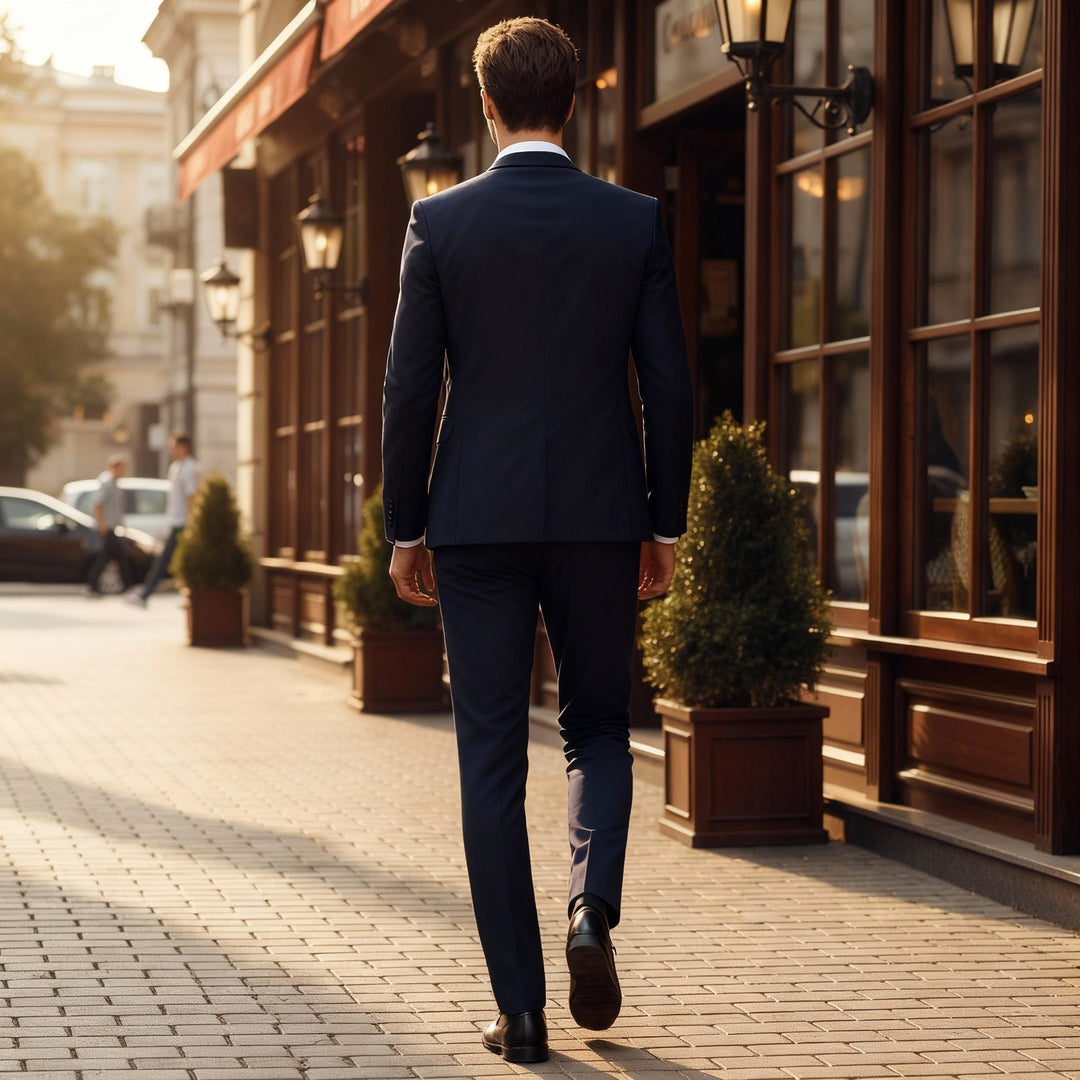 Costume homme noir classique et polyvalent, élégant pour mode masculine, soirées et affaires.