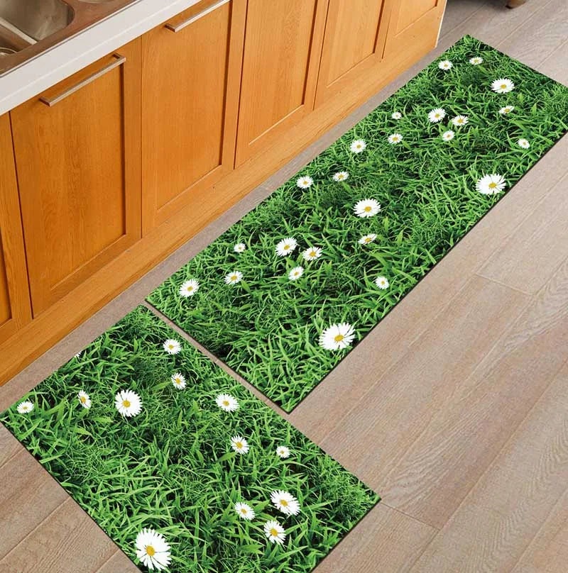 Tapis de cuisine moderne avec design géométrique minimaliste, fonction antidérapante assurée.