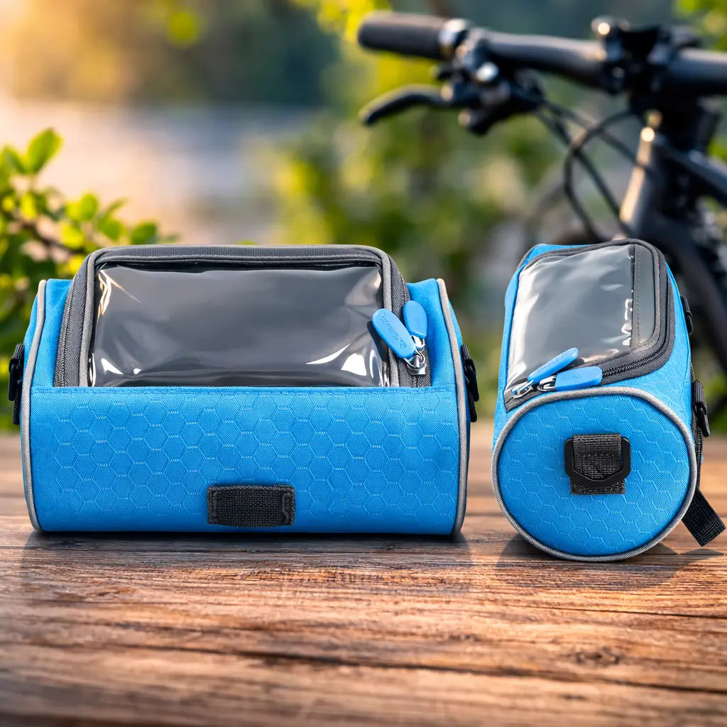 Sac de rangement vélo avec écran tactile intégré pour smartphone, idéal cyclisme.