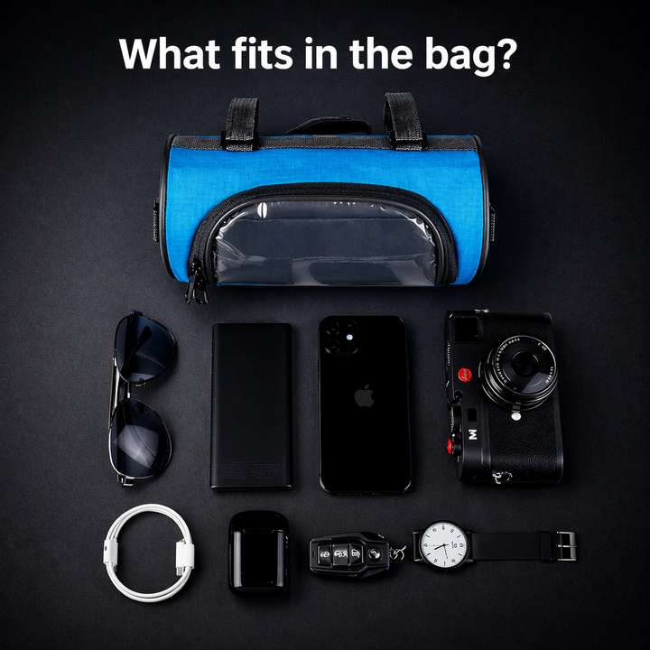 Sac de guidon vélo urbain avec écran tactile pour smartphone, pratique et sûr.