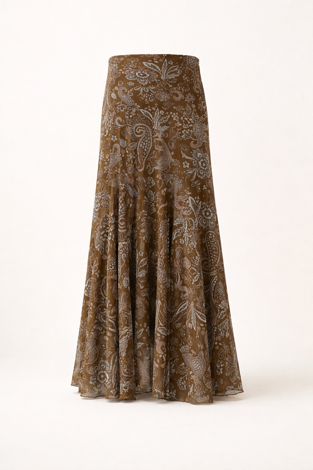 Jupe midi femme imprimée florale, taille haute bohème, pour un look mode été polyvalent et chic.