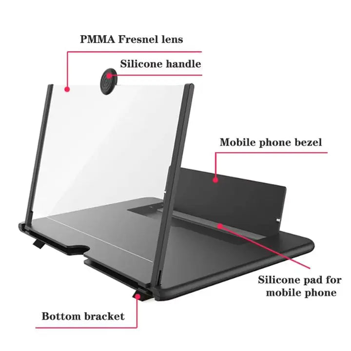 Agrandisseur d'écran pour téléphone portable, support pliable universel pour une expérience vidéo et lecture immersive.