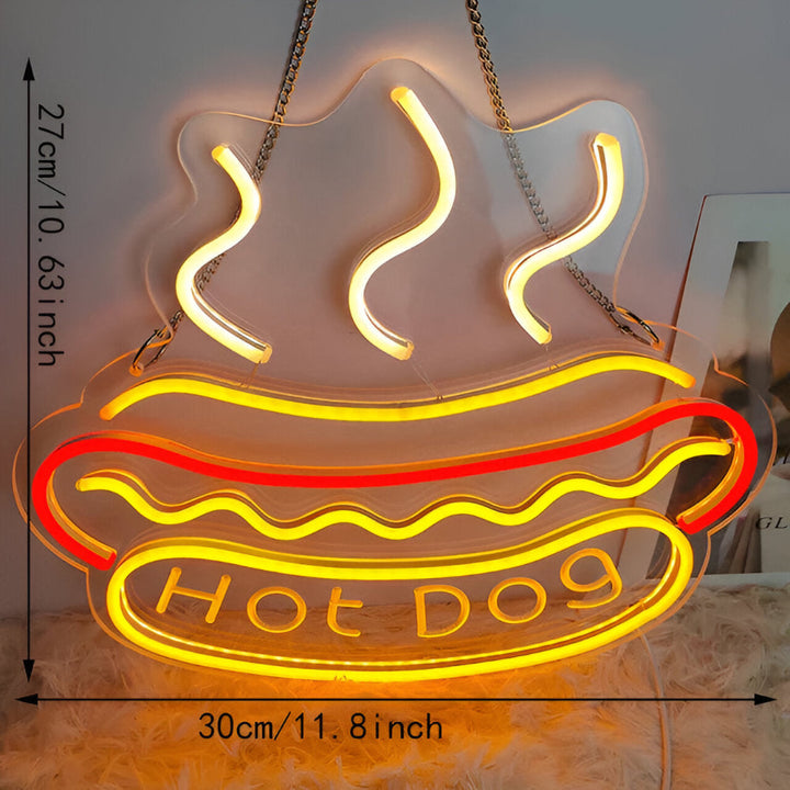 Signe lumineux néon LED rétro pour restaurant, bar, café. Décoration murale ambiance fast-food.