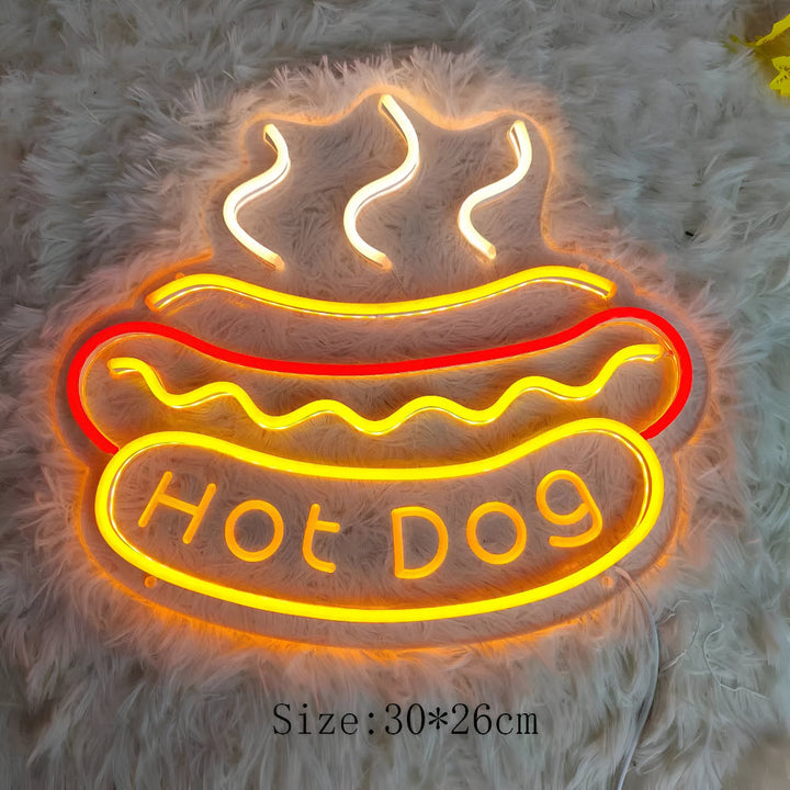 Enseigne LED néon durable, style rétro fast-food. Décoration murale pour bar ou restaurant. Lumière LED.