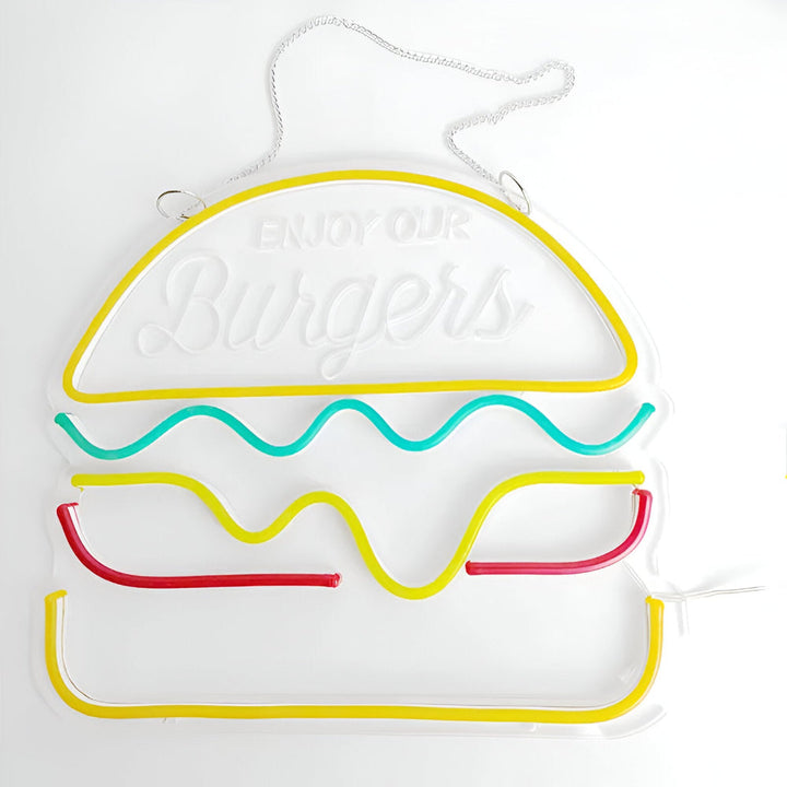 Panneau néon LED moderne, esprit fast-food rétro. Idéal pour une décoration murale contemporaine.