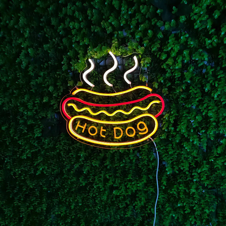 Décoration murale néon LED pour ambiance fast-food rétro. Signe lumineux idéal pour bar, restaurant, café.