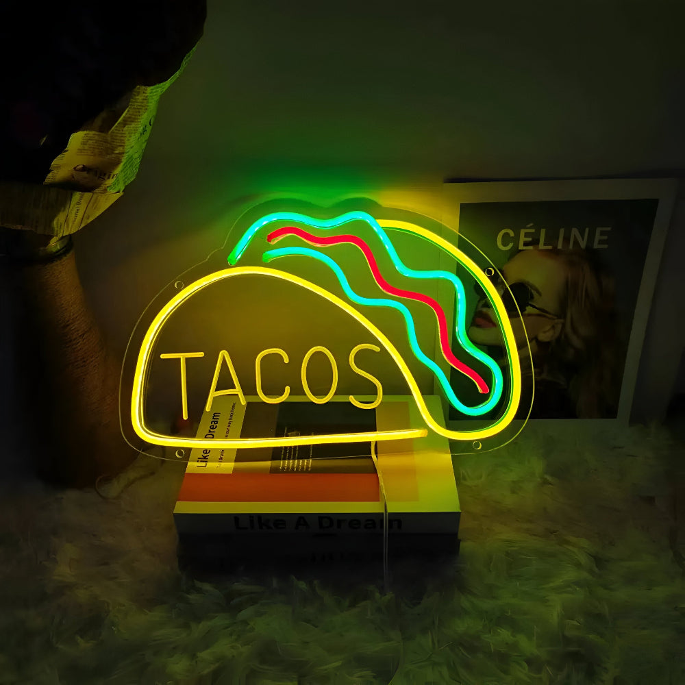 Illuminez votre espace avec cette enseigne néon LED style fast-food rétro. Décoration murale lumineuse festive.