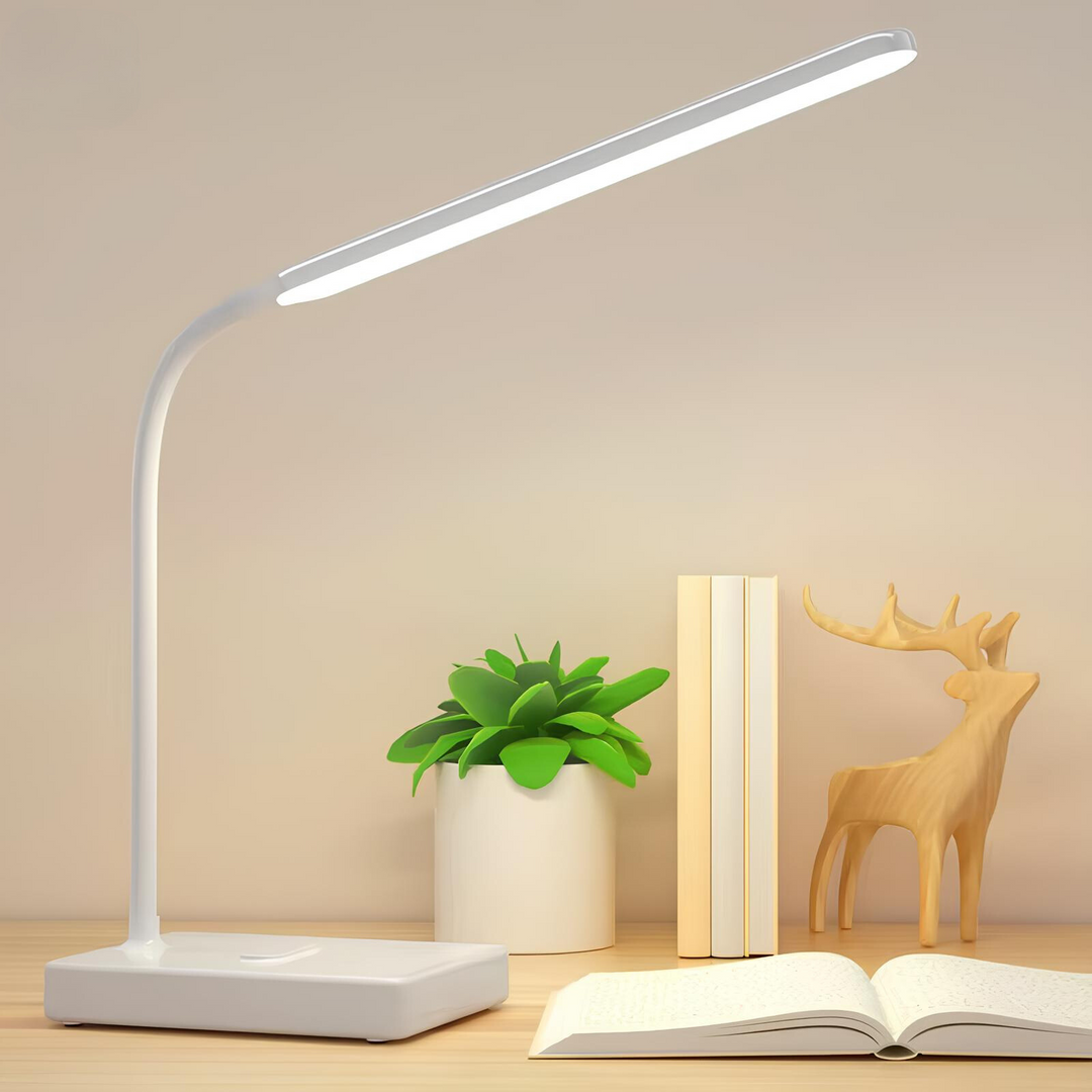 Lampe de bureau flexible LED au design moderne, avec lumière ajustable pour un éclairage personnalisé.