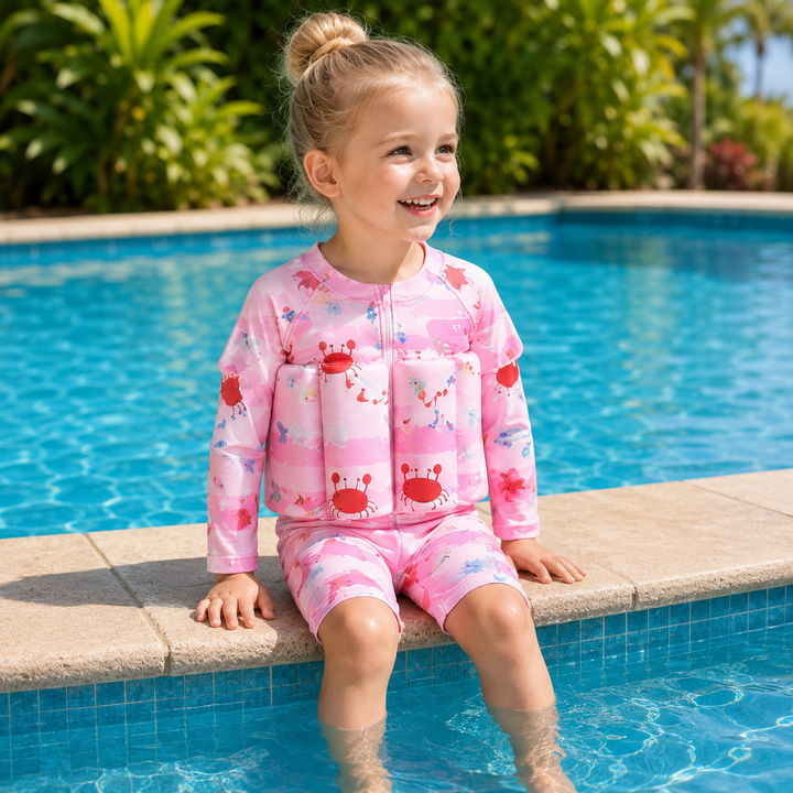 Aide à la natation enfant: maillot flottant avec protection solaire UPF50+, pour un été en toute sécurité.