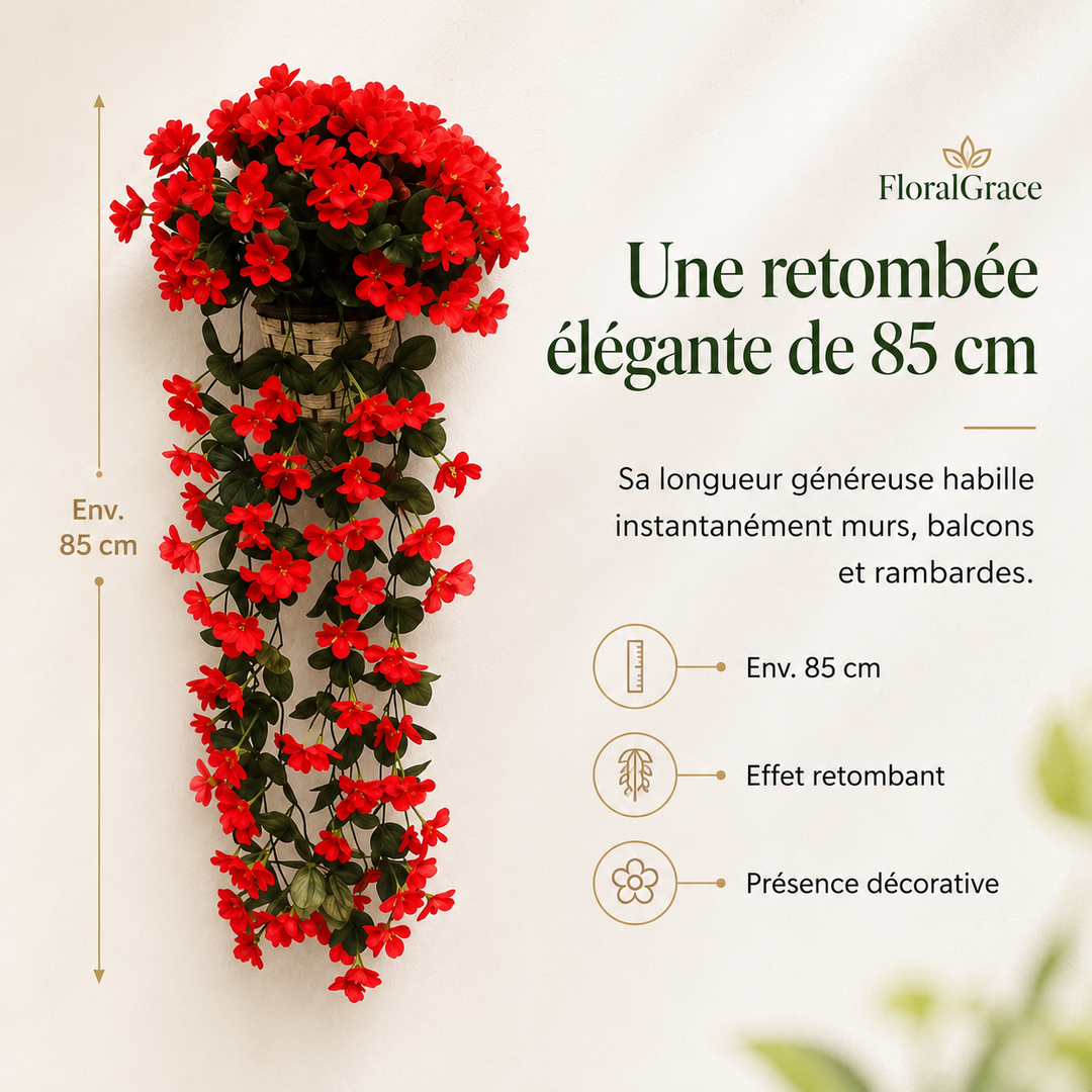 Décoration murale florale élégante, parfaite pour intérieur ou extérieur, sans entretien.